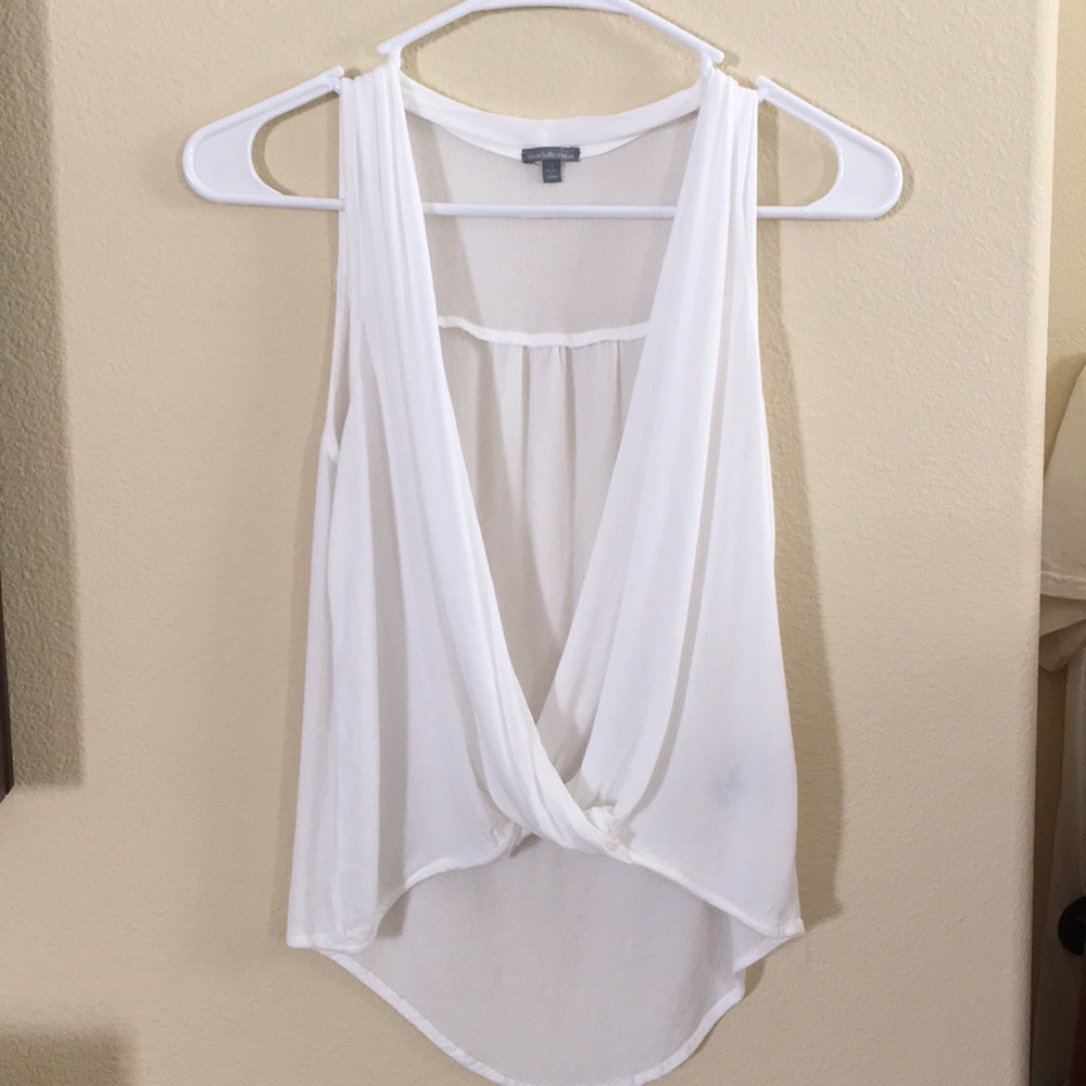 White drape surplice top